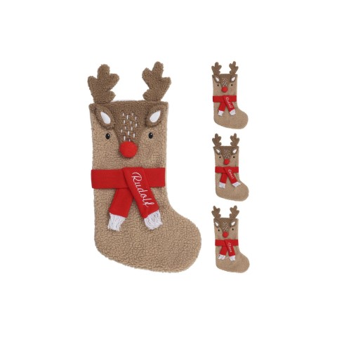 CALZA NATALE RENNA 55CM 3ASS